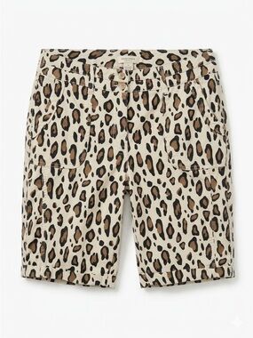 Chico's Petites Floral Safari Chic Leopard Print Bermuda Shorts Size Small 0.5
